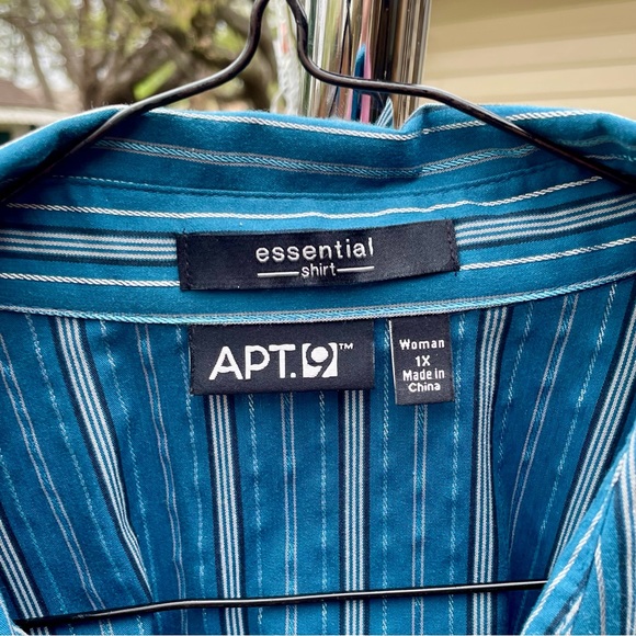 Blue striped essential shirt, 3/4-length sleeves - Picture 2 of 4